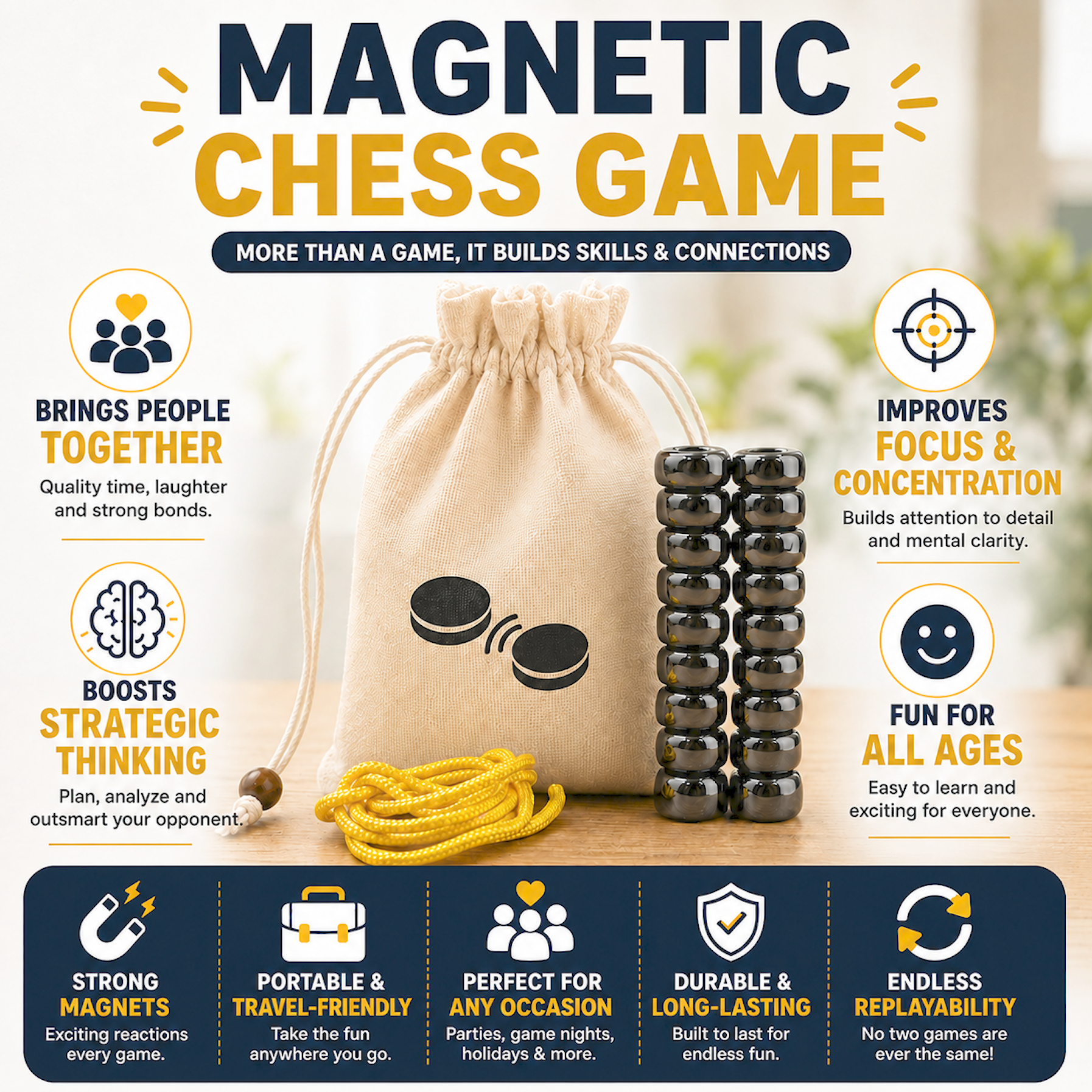 Magnetic Chess Game - Stonvio